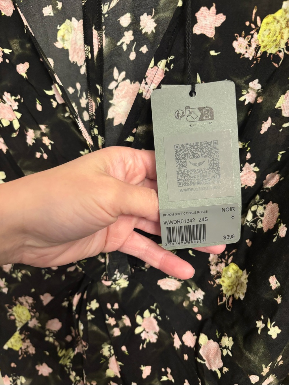 Zadig & Voltaire Mini Dress Black Floral Twist-Front MSRP $398 - Picture 6 of 6
